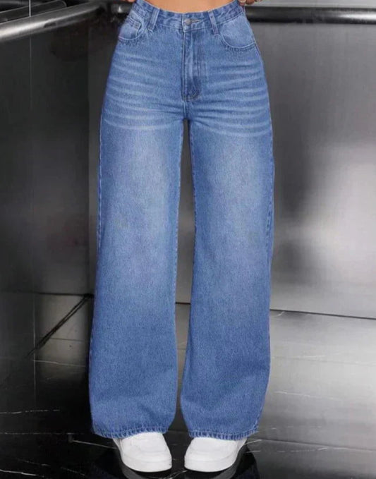 Unisex Wide Leg Light Blue Jeans